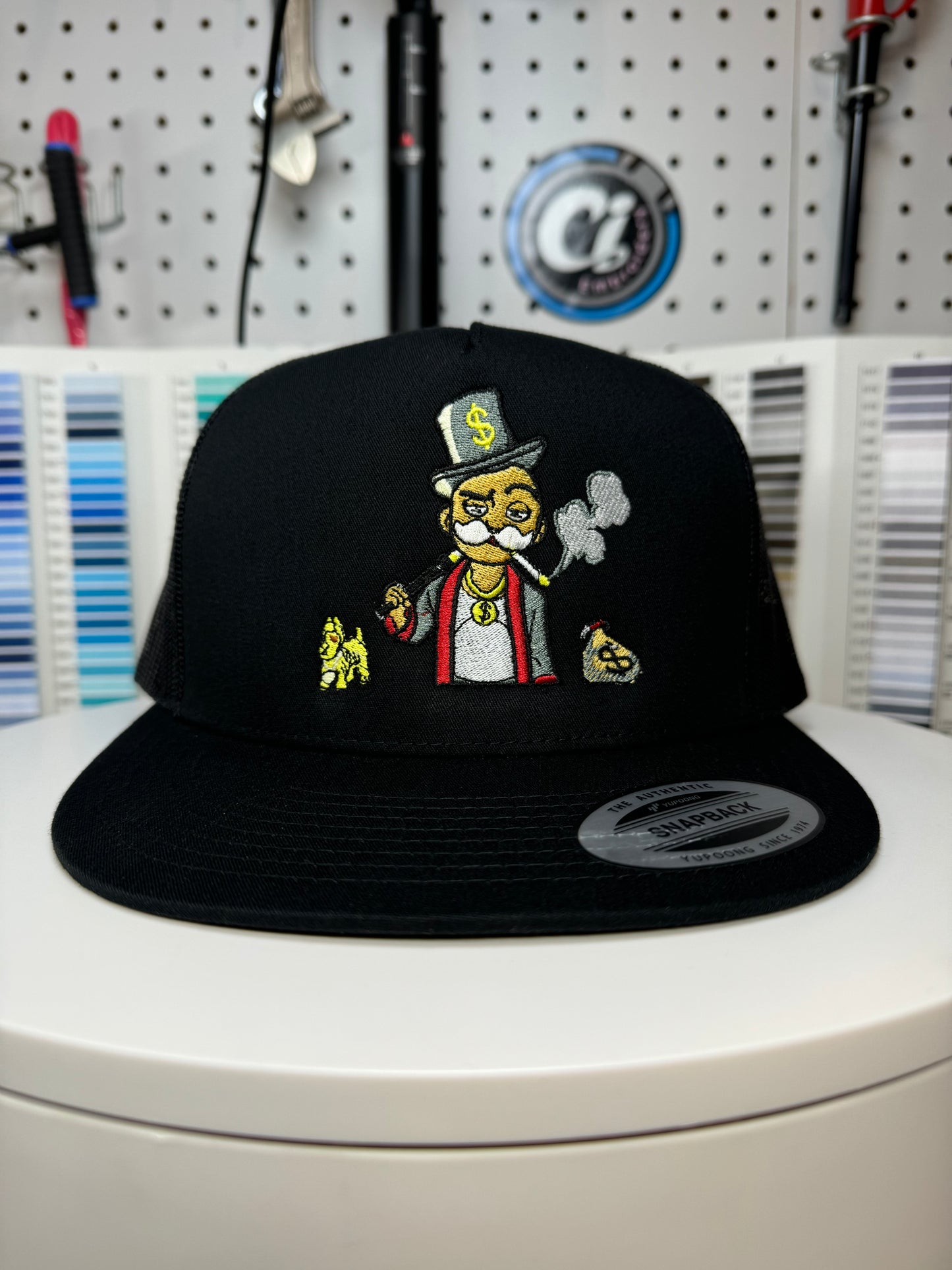 Mr. Monopoly Belico Embroidered Trucker Hat.