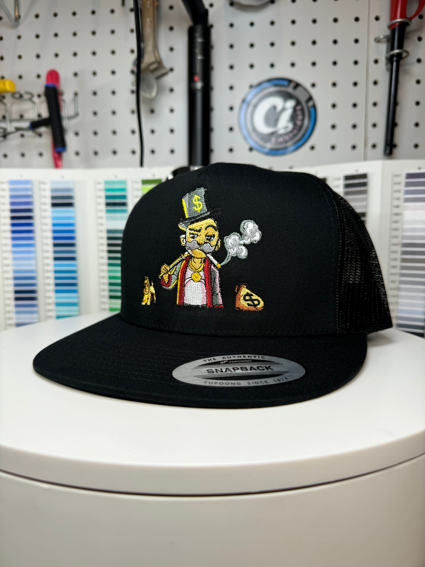 Mr. Monopoly Belico Embroidered Trucker Hat.