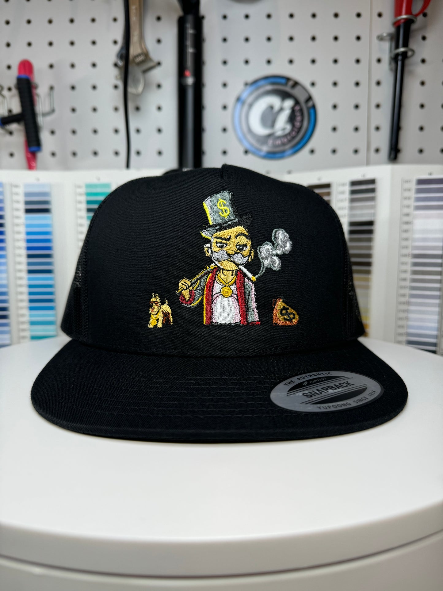 Mr. Monopoly Belico Embroidered Trucker Hat.