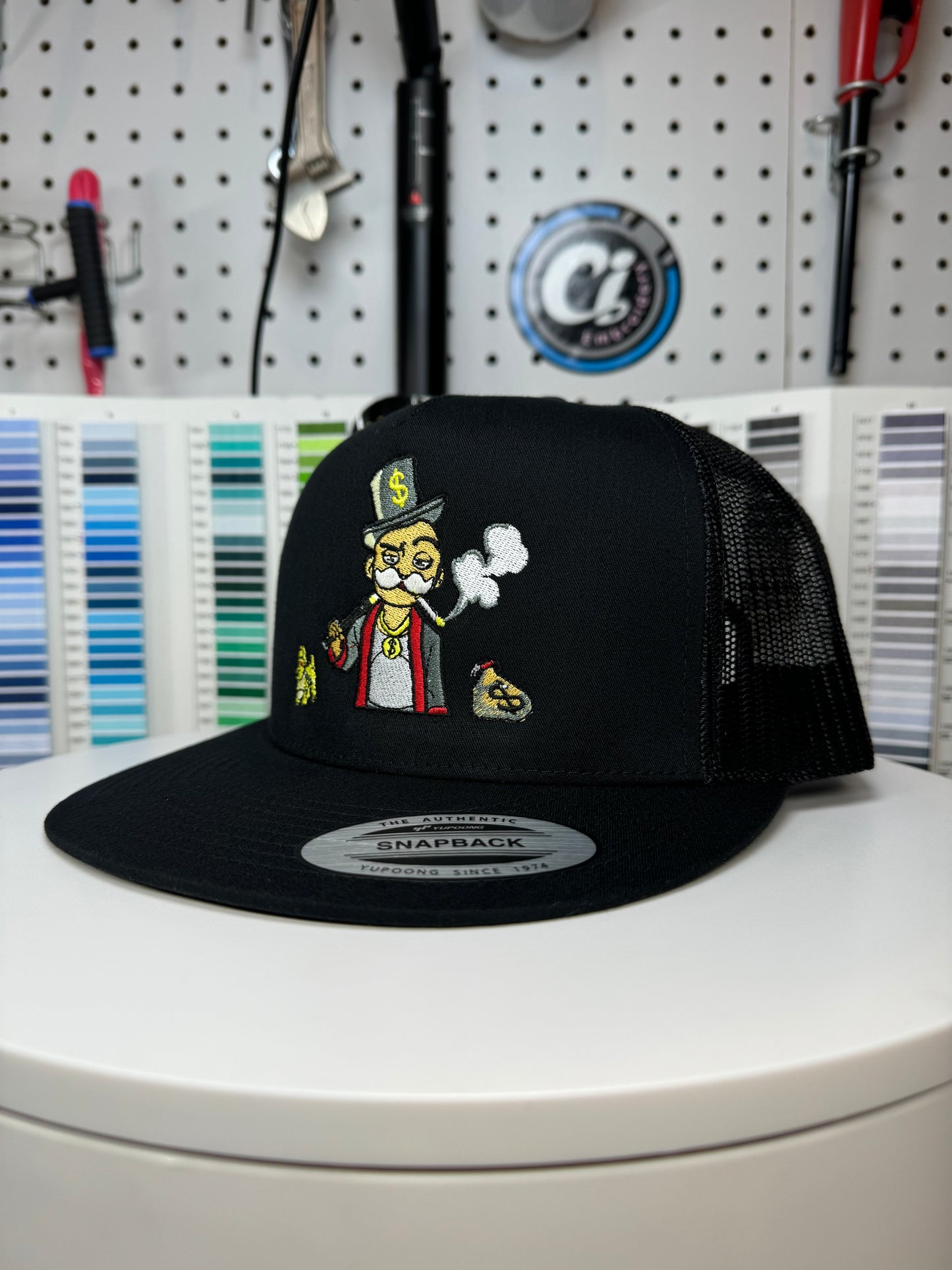 Mr. Monopoly Belico Embroidered Trucker Hat.